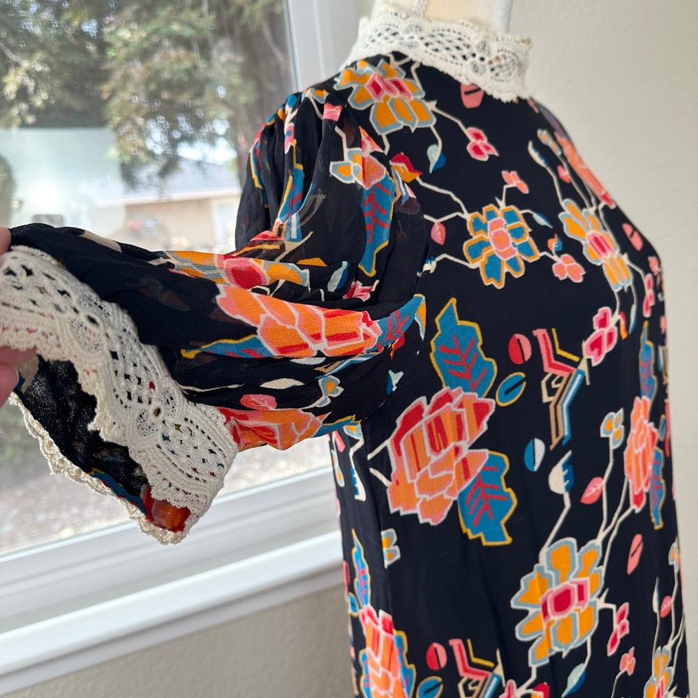 Anthropologie Verb Pallavi Singhee Soniya Maxi Dress M Patchwork Lace Boho Flowy - Picture 10 of 12
